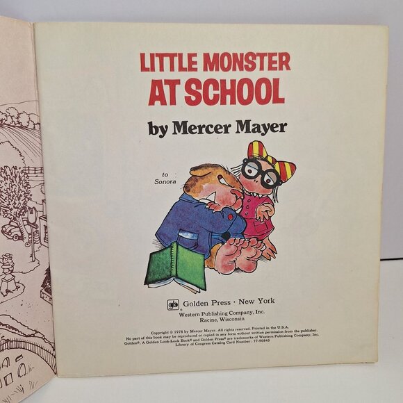 1978 Mercer Mayers Little Monster At School Vintage Paperback Golden Look-Look - Picture 3 of 10